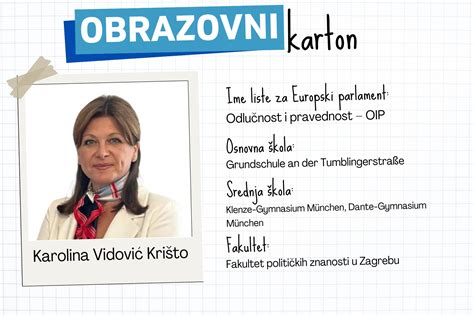 Karolina Vidović Krišto osnovnu i srednju završila je u Njemačkoj