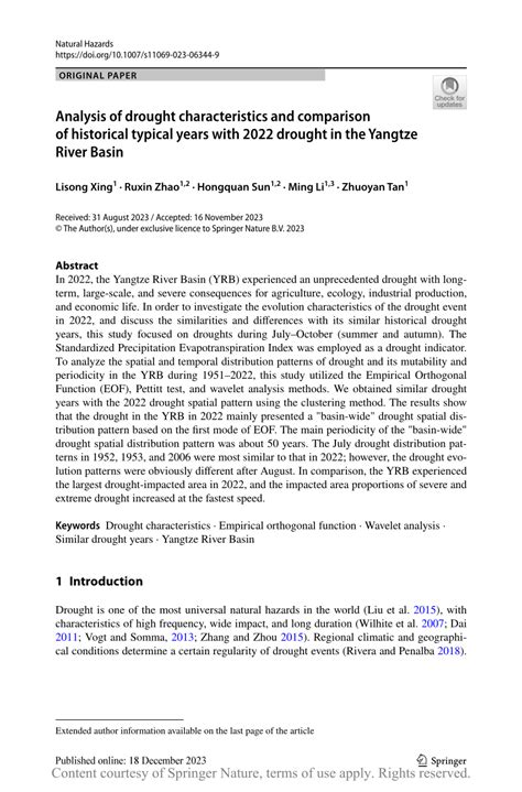 Analysis Of Drought Characteristics And Comparison Of Historical