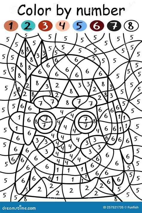 Happy Native American With Warbonnet Color By Number Game Vector ...