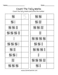 Free printable worksheets on Counting and Tallying.