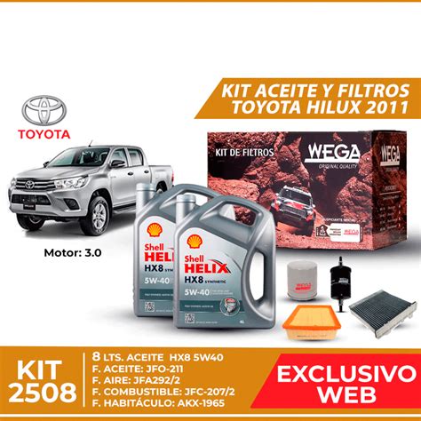 Kit Cambio De Aceite Y Filtros Para Toyota Hilux Lubritodo