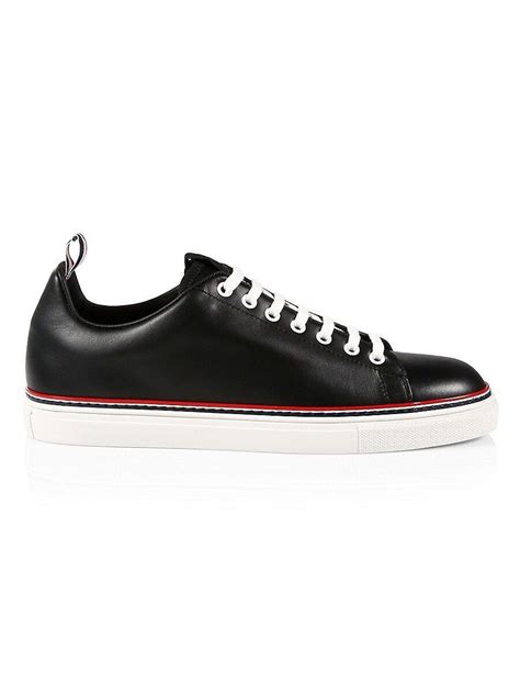 Thom Browne Leather Tennis Shoes In Black For Men Lyst