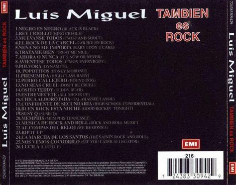 Car Tula Trasera De Luis Miguel Tambien Es Rock Portada