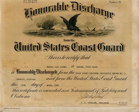 Honorable Discharge Certificate | Coast Guard | WWII | Pritzker ...