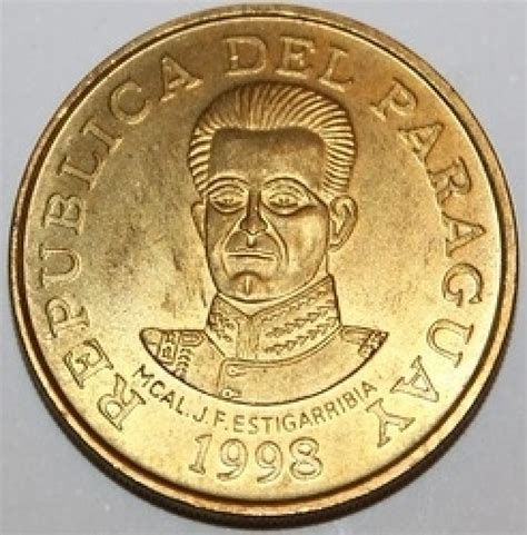 50 Guaranies 1998 Reform Coinage Guarani 1944 Present Paraguay