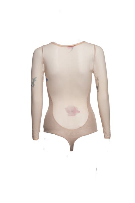 Sexy Sheer Mesh Nude Underwire Bodysuit With Floral Print And Etsy