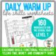 Life Skills Daily Warm Up Worksheets Level 1 TpT