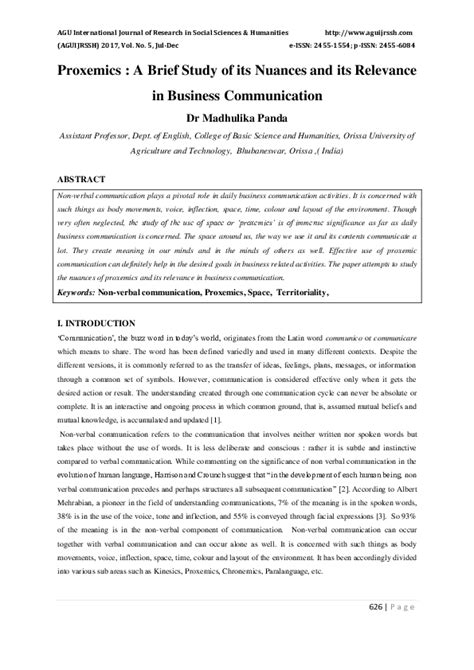 Pdf Proxemics A Brief Study Of Its Nuances And Its Relevance In