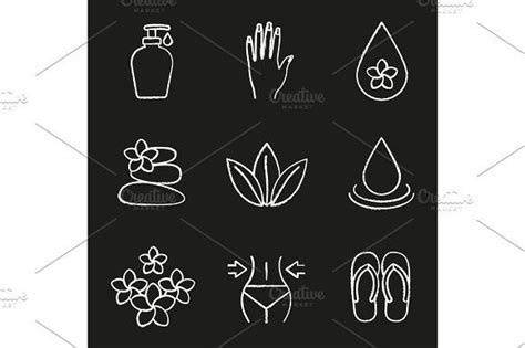 Spa Salon Chalk Icons Set Icon Set Chalk Sign Chalk