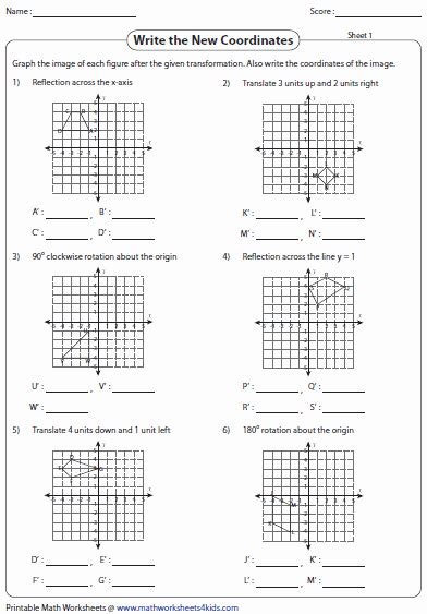 Sequence Of Transformations Worksheets