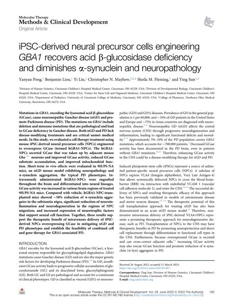 Pdf Ipsc Derived Neural Precursor Cells Engineering Gba Recovers