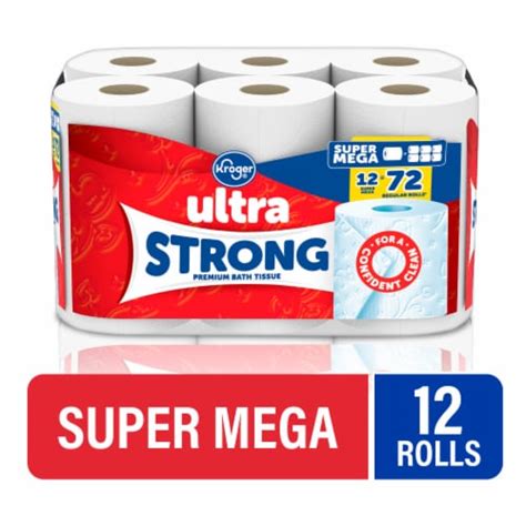 Kroger Ultra Strong Toilet Paper Super Mega Roll 12 Rolls Kroger