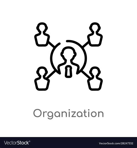 Outline Organization Icon Isolated Black Simple Vector Image