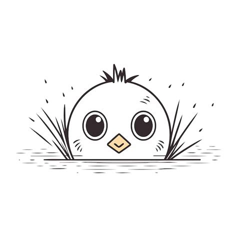 El pollito lindo en el nido Ilustración vectorial dibujada a mano