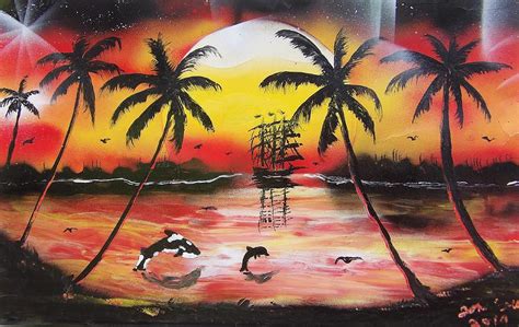 Dolphin Painting Sunset