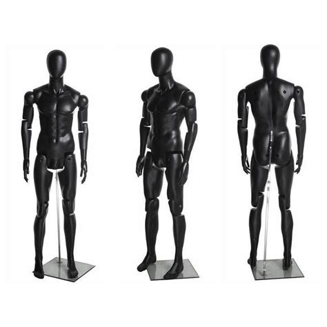 Male Black Abstract Posable Mannequin With Back Support Mm 01bkeg