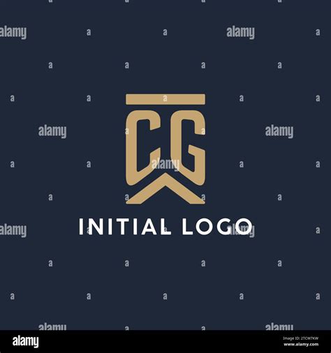 CG Initial Monogram Logo Design In A Rectangular Style With Curved Side