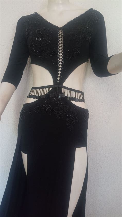 Roupa De Dan A Do Ventre Vestido Baladi Luxo Preto Bordado Elo