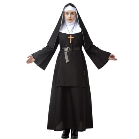 Womens Traditional Nun Costume Halloween Party Nun Cosplay Black Costume Outfit Ebay