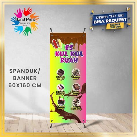 Jual SPANDUK BANNER Es Kul Kul Buah Segar Pelangi Ukuran 60x160 Cm