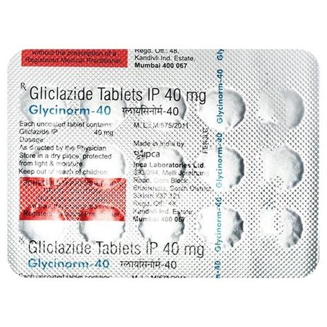 Gliclazide Metformin Tablet 40mg Packaging Size 10x10 At Rs 250