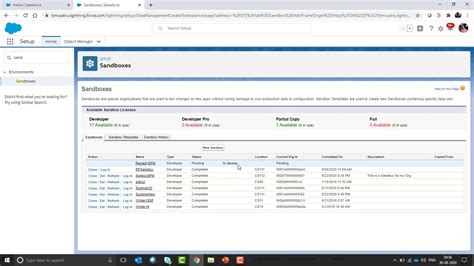 How To Create A Sandbox In Salesforce Youtube
