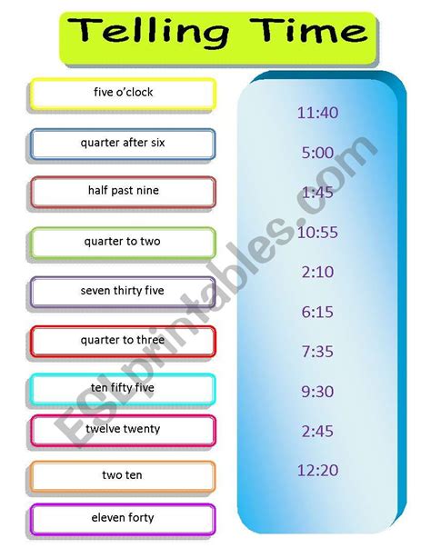 Telling Time 5 Minute Intervals Esl Worksheet By Lfetting