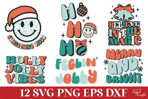 Retro Christmas Svg Quotes Bundle By Anastasia Feya Fonts Svg Cut