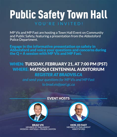 Public Safety Town Hall With Mp Vis Brad Vis Mp