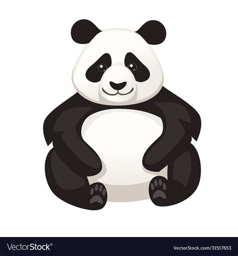 Cute funny big panda sit on floor cartoon animal Vector Image