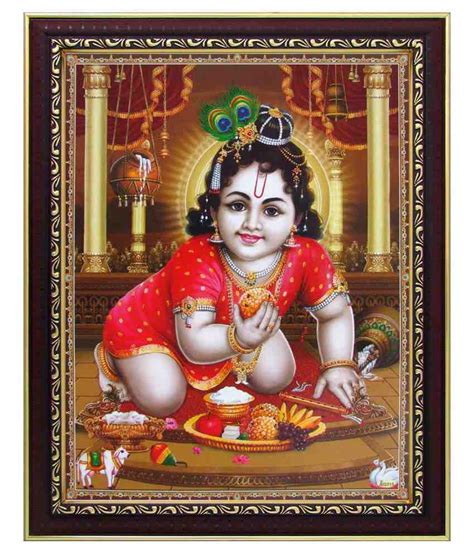 Avercart Textured Lord Krishna Baby Krishna Bal Gopal Poster With Frame