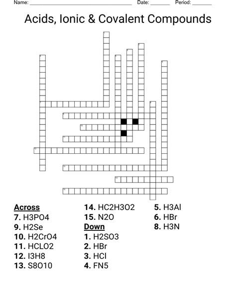 Acids Ionic Covalent Compounds Crossword WordMint