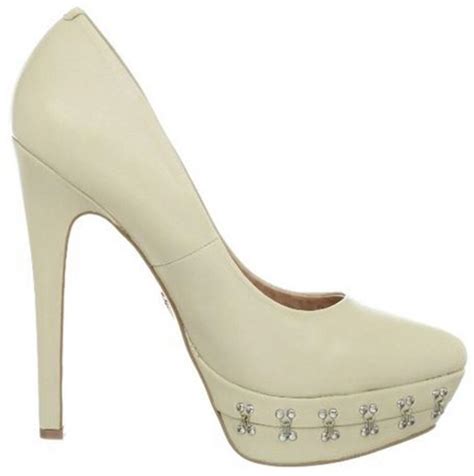 Womens 5" Heels Betsey Johnson Catelynn Platform Pumps Leather Bone Off ...
