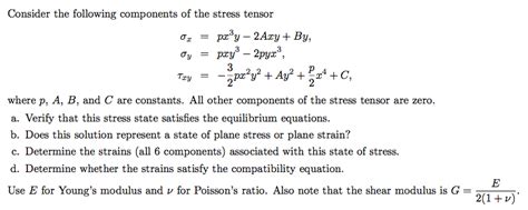 Solved Consider the following components of the stress | Chegg.com 