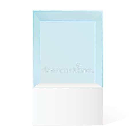 Realistic Vector Glass Square Showcase Empty Glass Box In Room Stock Vector Illustration Of