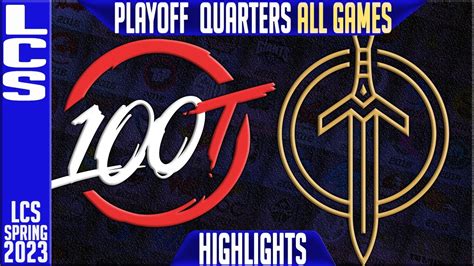 100 Vs GG Highlights ALL GAMES LCS Spring 2023 Playoffs Quarterfinal