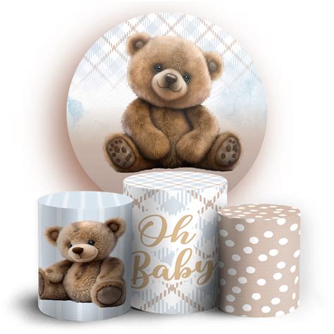 KIT Redondo e Trio Oh Baby Urso Sublimado 3D Sublistamps Sublimação