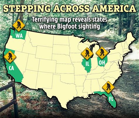 Terrifying map reveals states where you are most likely to 'see Bigfoot ...