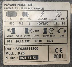 Compresseur Powair Sf Cuve L T Te K De Cv