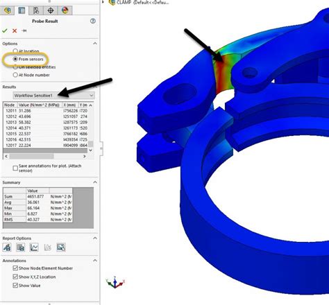 Using SOLIDWORKS Simulation Sensors Selection Sets