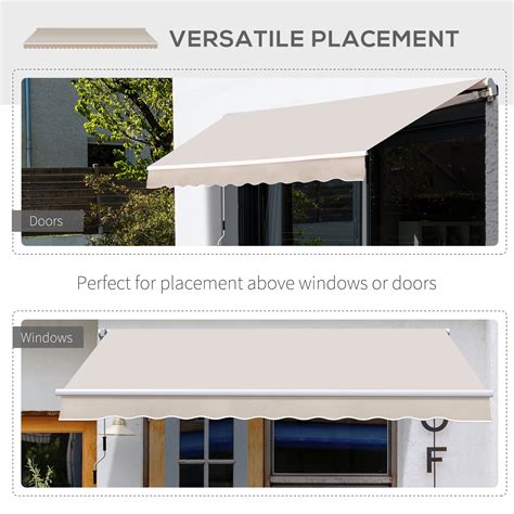 Outsunny 8 X 7 Patio Retractable Awning Manual Exterior Sun Shade