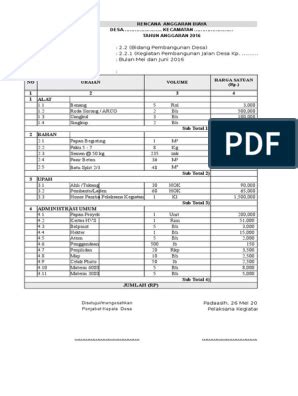 Detail Contoh Rab Desa Koleksi Nomer