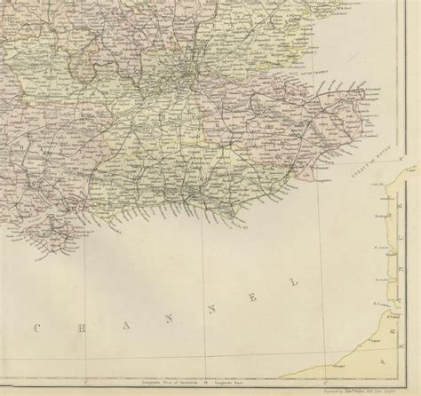 Colorful Detailed Antique Map Of England And Wales South Part 1882