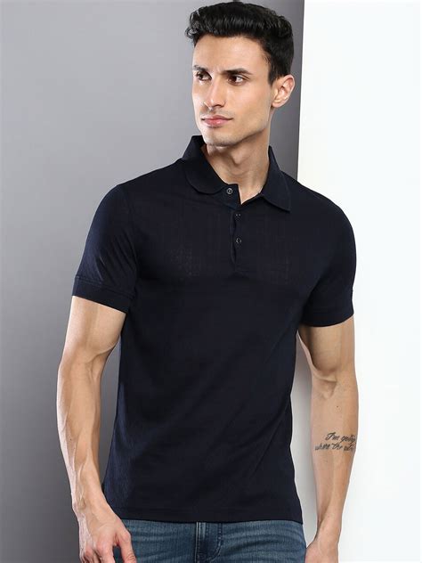 Buy Tommy Hilfiger Men Navy Blue Polo Collar Slim Fit T Shirt Tshirts