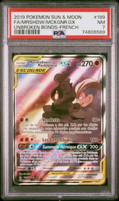 CARTE POKÉMON Marshadow et Mackogneur GX 199 214 Français PSA 7