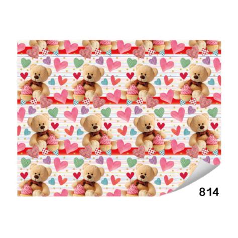 Papel De Regalo 14 Febrero Osos Y Corazones Lineas De Colores 10 Pieza