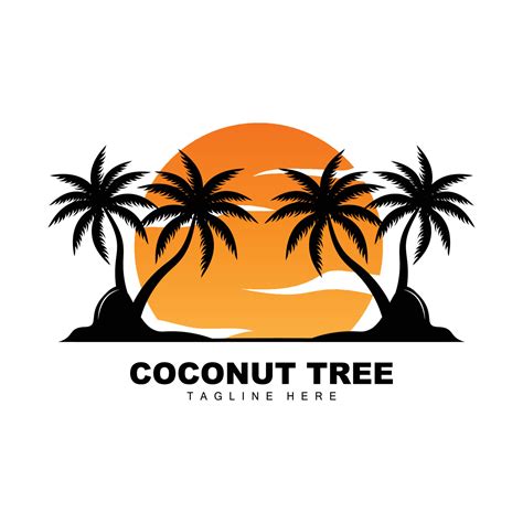 Coconut Tree Logo Ocean Tree Vector Design For Templates Product