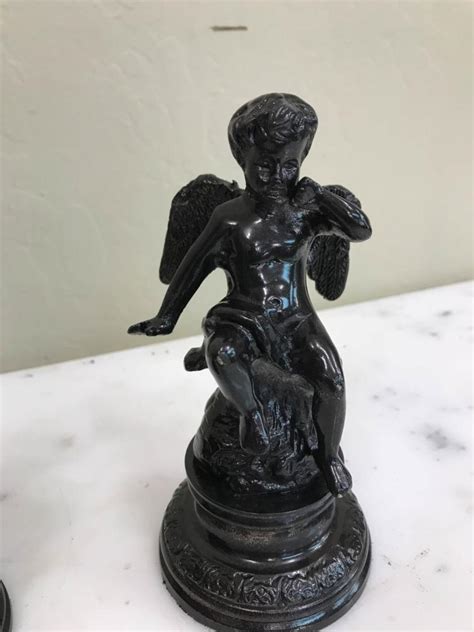 Sold Price Miniature Pair Of Bronze Statues Of Cherub On Pedestal