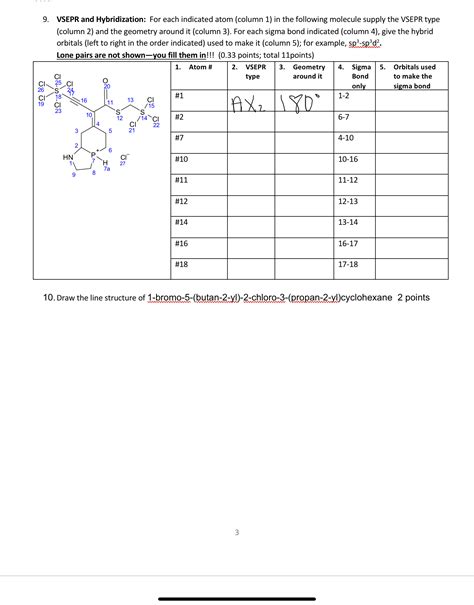 Solved 9 Vsepr And Hybridization For Each Indicated Atom