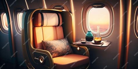 Premium Ai Image Ai Generated Illustration Luxurious First Class Airplane Seat